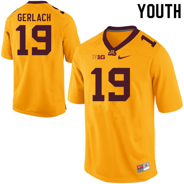 Youth #19 Joey Gerlach Minnesota Golden Gophers College Football Jerseys Sale-Gold - Click Image to Close